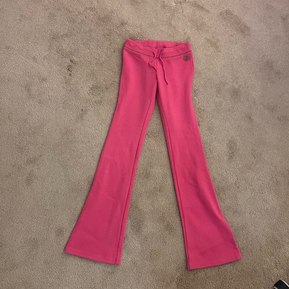 Body By Raven Tracy Pink Waffleknit Flare Pants